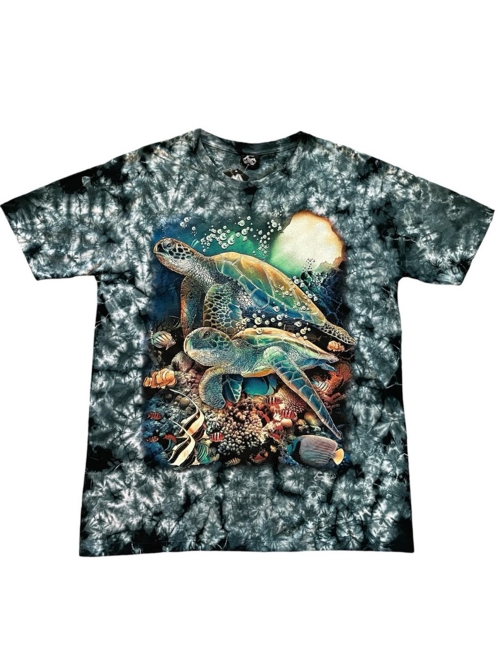 *NWT* Caballo 4D Tie-Die Super Glow Sea Turtle Short Sleeve Shirt, Under the Sea